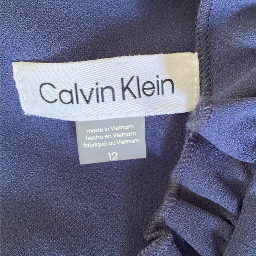 Calvin Klein Navy Blue Sleeveless Jumpsuit with Tie Waist - Picture 4 of 9